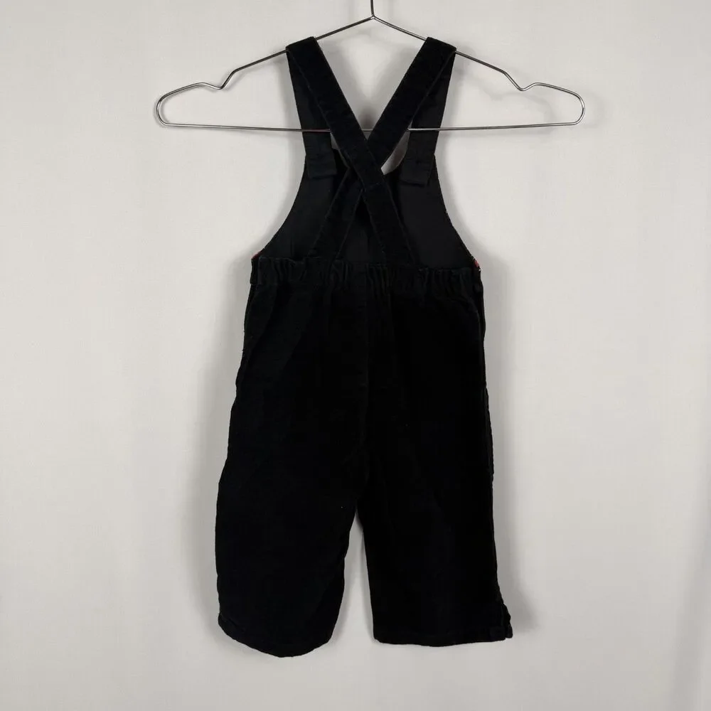 Carters Red & Black Velvet Overalls Ribbon Accent Size  12 month